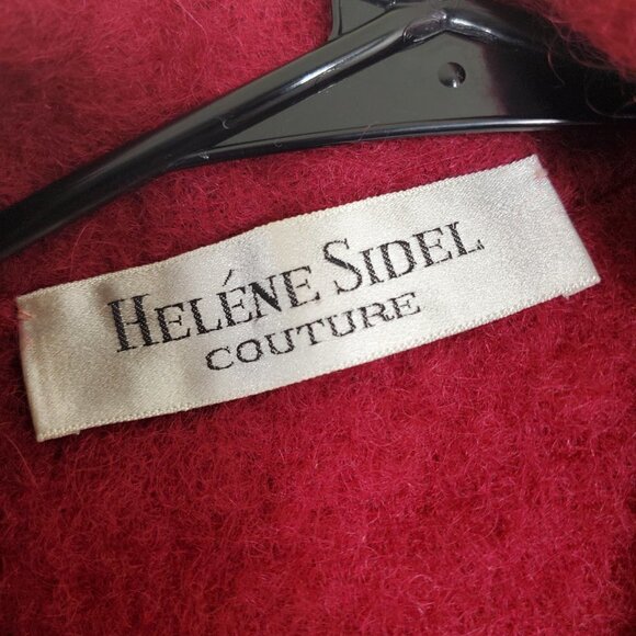 Vintage 80s Helene Sidel Womens 4 Red Mohair Nylon Blend Collared Open Blazer - Picture 3 of 7